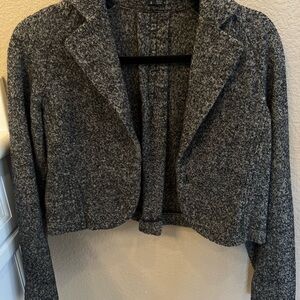 Theory Gray Tweed Cropped Blazer Jacket